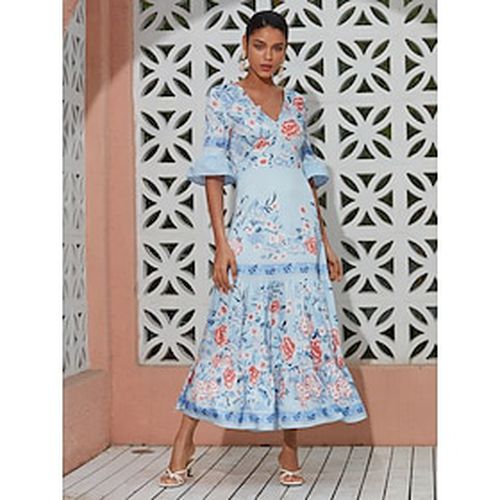 Floral Print Satin V Neck Maxi Dress - Ador.com - Modalova