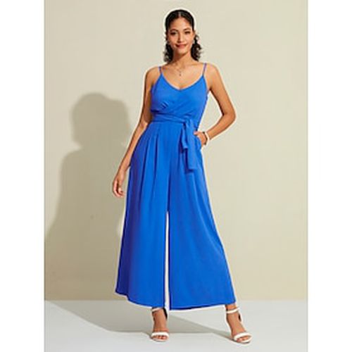 Lace Up Royal Blue Strappy Pocket Sleeveless Jumpsuit - Ador - Modalova