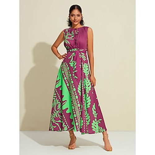 Satin Floral Sleeveless Maxi Dress(Belt Included) - Ador.com - Modalova