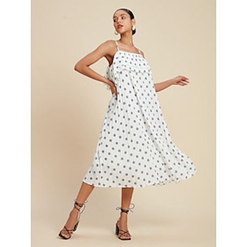 Chiffon Pleated Dot Swing Midi Dress - Ador.com - Modalova