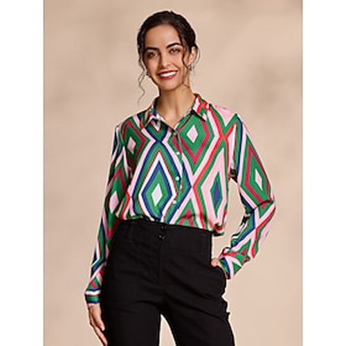 Satin Geometric Print Casual Shirt - Ador.com - Modalova