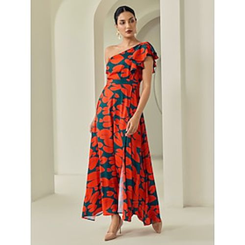 Satin Sleeveless Heart-shaped Ruffle Elegant Maxi Dress - Ador.com - Modalova