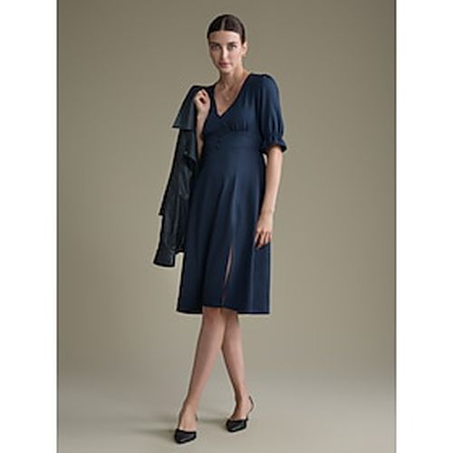 Solid Puff Sleeve Elastic Cuff Midi Dress - Ador - Modalova