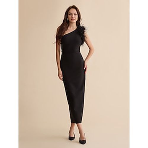 Black Fashion Party/Wedding Guest One Shoulder Feather Polyeste Maxi Dress dress to impress 2024 - Ador.com - Modalova