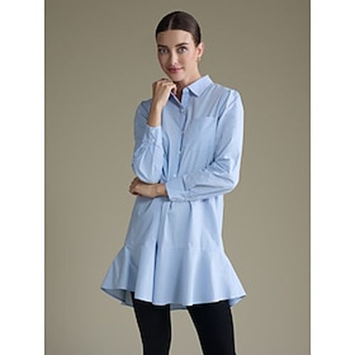 Cotton Solid Button Front Lapel Shirt Dress - Ador - Modalova