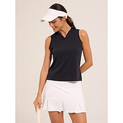 Polo Shirt for Tennis Black Sleeveless Shirt Ladies Golf Attire Clothes Outfits Wear Apparel - Ador.com - Modalova