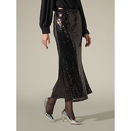 Sequin Glitter Vintage Lined Party Midi Skirt - Ador - Modalova