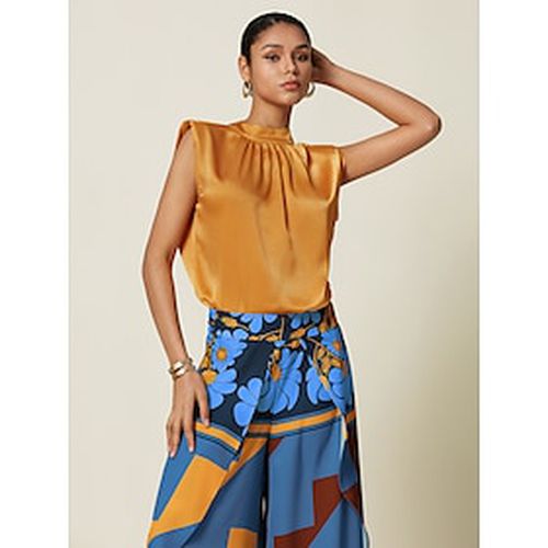 Satin Sleeveless High Neck Blouse - Ador.com - Modalova