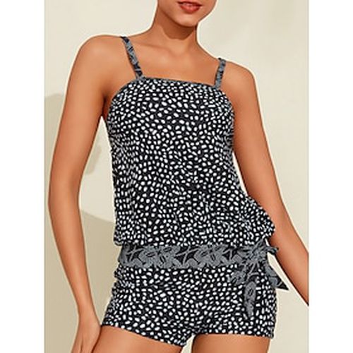 Dot Floral Print Strapless Tankinis Swimsuit - Ador - Modalova