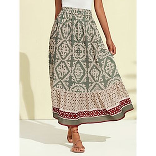 Linen Blend Elastic Waist Maxi Skirt - Ador.com - Modalova