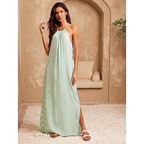 Geometric Halter Neck Maxi Dress - Ador.com - Modalova