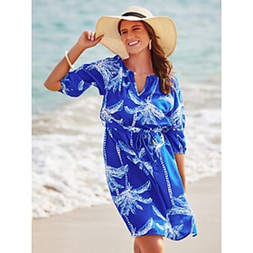 Tropical Palm Belted Knee Length Dress - Ador.com - Modalova