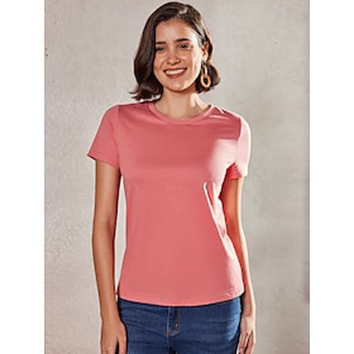 Cotton Women's Summer Tops Casual Round-Neck Basic Tops Short Sleeve Plain Comfortable T-Shirt - Ador - Modalova