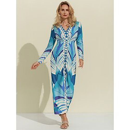 Geometric Print V-Neck Maxi Dress - Ador.com - Modalova