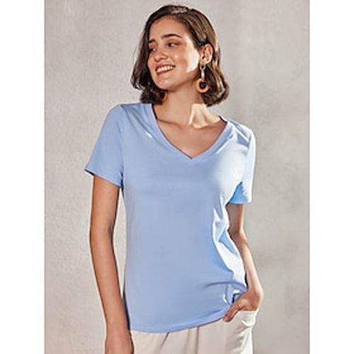 Cotton Women's Summer Tops Casual Short Sleeve V Neck Basic T-Shirt Breathable And Comfortable T-Shirt - Ador - Modalova