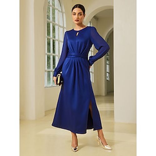 Elegant Solid Long Sleeve Mismatched Maxi Dress - Ador - Modalova