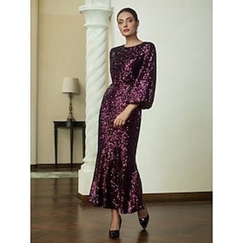 Sequin Burgundy Juliet Sleeve Maxi Dress - Ador.com - Modalova