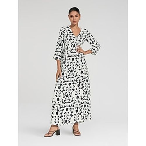 Satin Floral Geometric Maxi Dress - Ador - Modalova