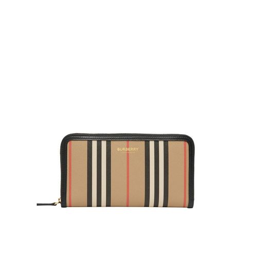 Icon Stripe E-canvas And Leather Ziparound Wallet - Burberry - Modalova