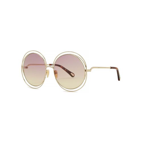 Carlina Gold-tone Round-frame Sunglasses, Designer Sunglasses - Chloé - Modalova