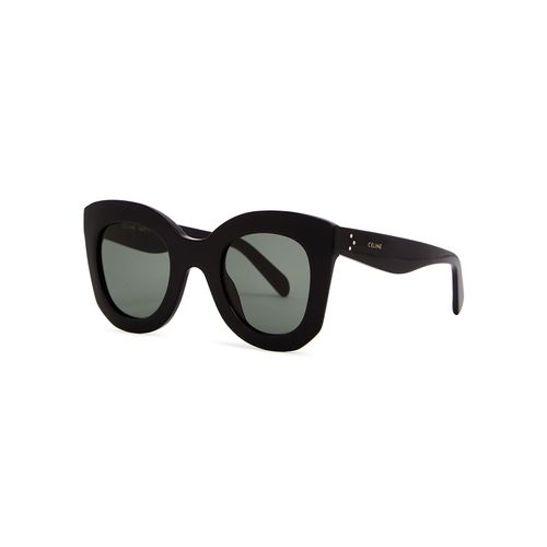 Oversized Sunglasses Black, Green Lenses, Designer-stamped Arms, 100% UV Protection - Celine - Modalova