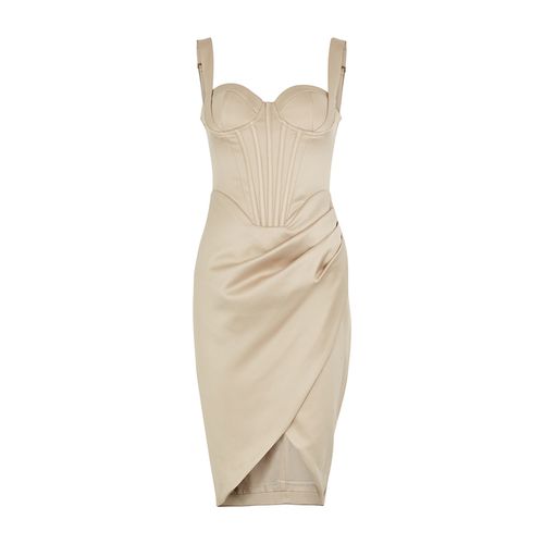 Champagne Corset Satin Dress - Lavish Alice - Modalova