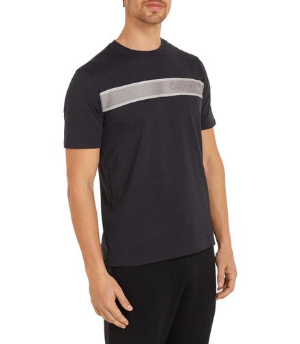 Camiseta Negra para Hombres - Estripe Logo L - Calvin Klein - Modalova