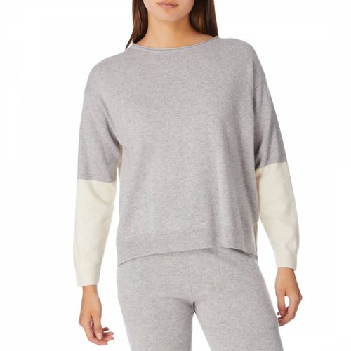 Grey/ Cream Panel Cashmere Jumper - Cocoa Cashmere - Modalova