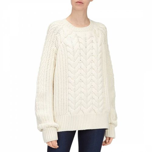 Off White Chunky Cable Wool Jumper - 7 For All Mankind - Modalova