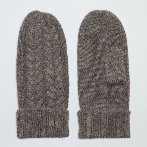 Otter Brown Cable Cashmere Mittens - Laycuna London - Modalova