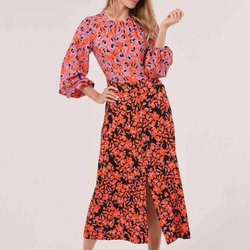 Floral Print Puff Sleeve Midi Dress - Closet - Modalova