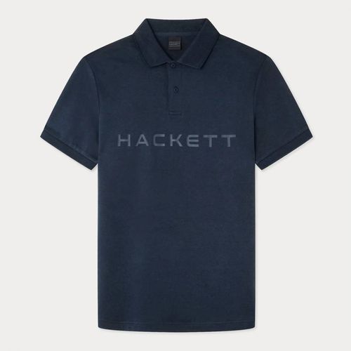 Navy Logo Short Sleeve Cotton Polo Shirt - Hackett London - Modalova