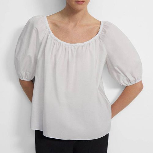 White Scoop Tie Cotton Blend Top - Theory - Modalova