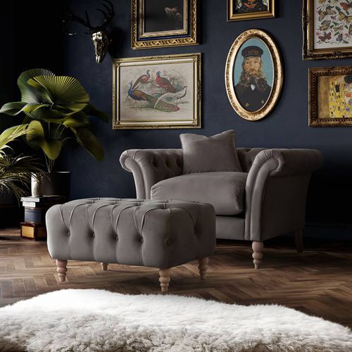 The Mayfair Footstool Velvet Mushroom - The Great Sofa Company - Modalova