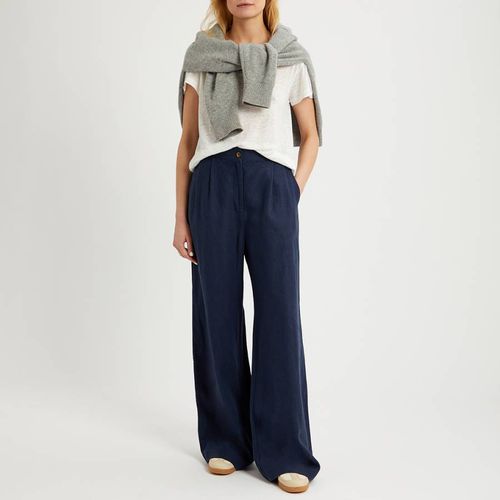 Navy Linen Pleated Trouser - NÂ°Â· Eleven - Modalova