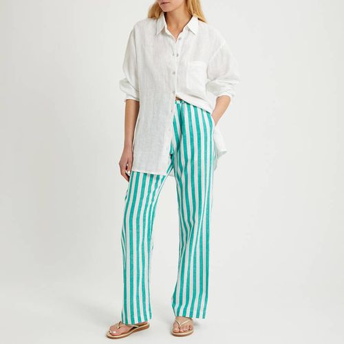 Emerald Stripe Linen Blend Pull On Trouser - N°· Eleven - Modalova