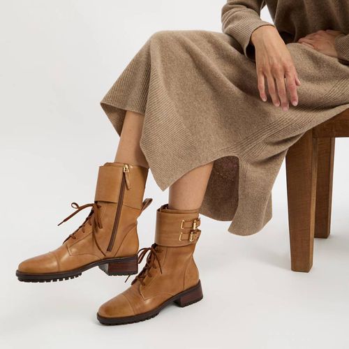 Caramel Leather Lace Up Boot - N°· Eleven - Modalova