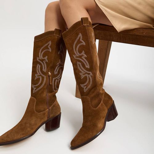 Tan Suede Cowboy Boot - N°· Eleven - Modalova