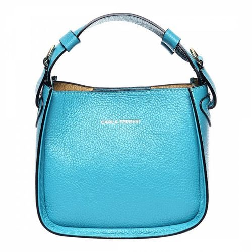 Blue Italian Leather Shoulder Bag - Carla Ferreri - Modalova