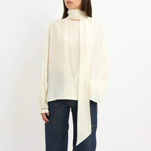 Cream Scarf Neck Silk Blouse - Victoria Beckham - Modalova