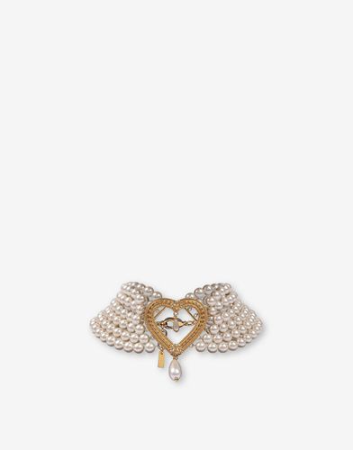 Choker Necklace With Pearls And Heart - Moschino - Modalova