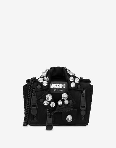 Small Biker Bag With Jewel Stones - Moschino - Modalova