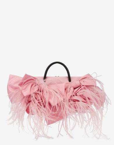 Small Satin Shopper With Bows And Feathers - Moschino - Modalova