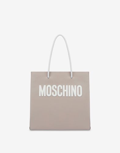 Lettering Logo Calfskin Shopper - Moschino - Modalova