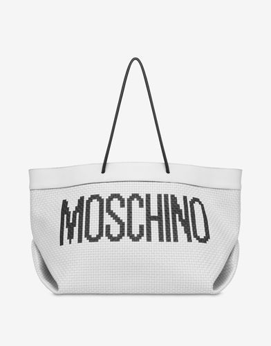 Shopper De Piel De Becerro Trenzada Black & White - Moschino - Modalova