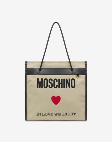 In Love We Trust Canvas Shopper - Moschino - Modalova