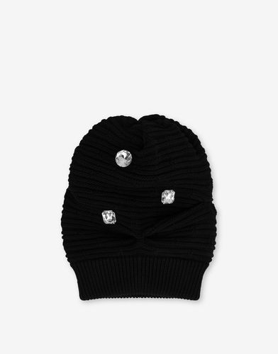 Knitted Hat With Stones - Moschino - Modalova