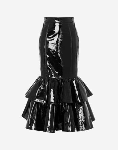 Patent Leather Skirt With Ruffles - Moschino - Modalova