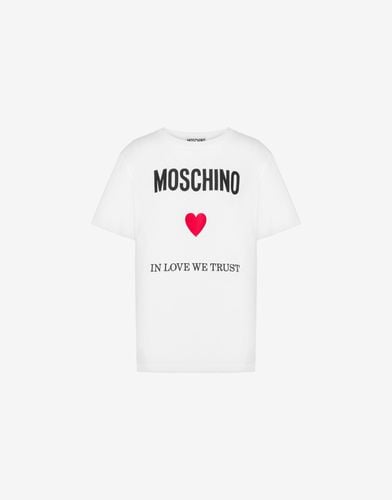 In Love We Trust Organic Jersey T-shirt - Moschino - Modalova
