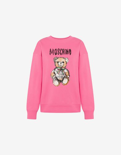 Drawn Teddy Bear Organic Cotton Sweatshirt - Moschino - Modalova